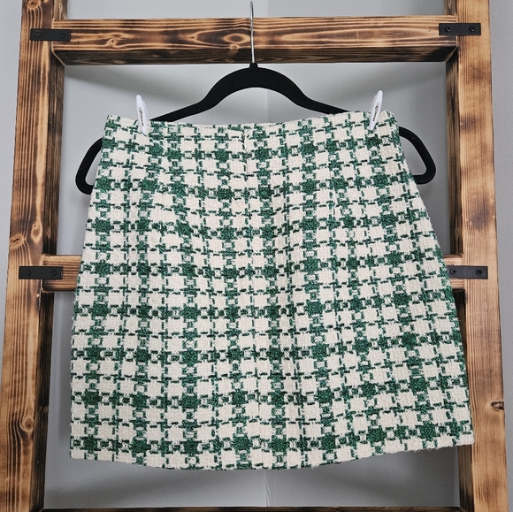Zara Green Tweed Mini Skirt US-Small - Picture 4 of 5